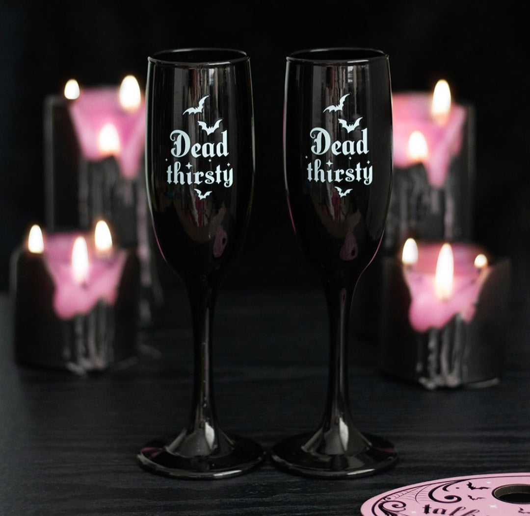 “Dead Thirsty” Set of 2 Champagne Flutes