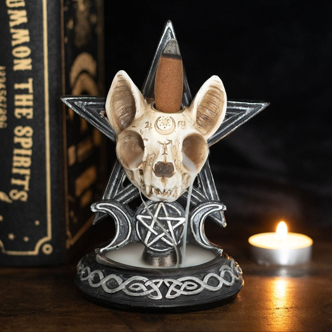 Skeleton Cat Backflow Incense Burner
